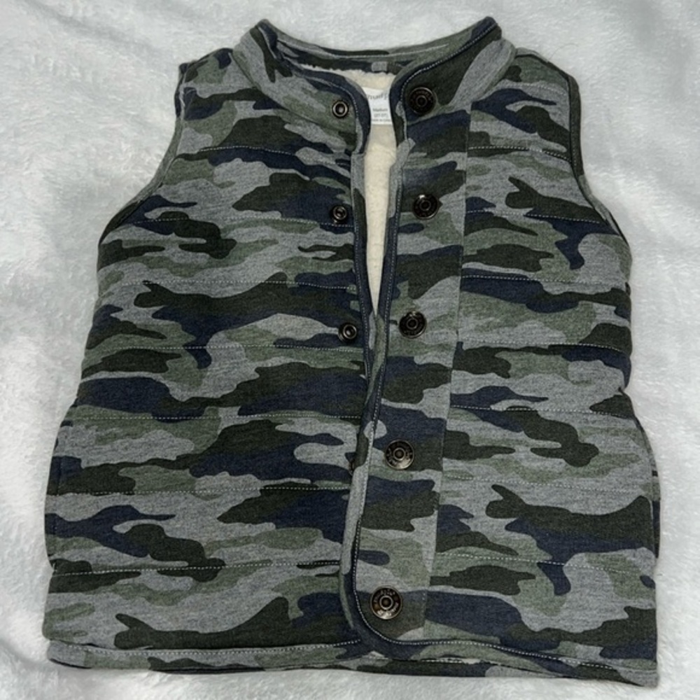 Mud Pie Camo Snap Sherpa Lined Vest Sz 2T